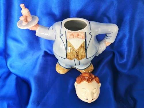 Vintage, Ceramic French Waiter, Figural Teapot ,T-Pot ,Tea Pot #
