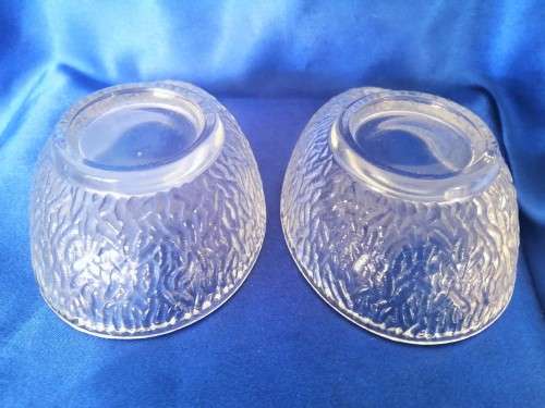 Two Vintage clear textured pressed glass avocardo dishes, Made in Poland #