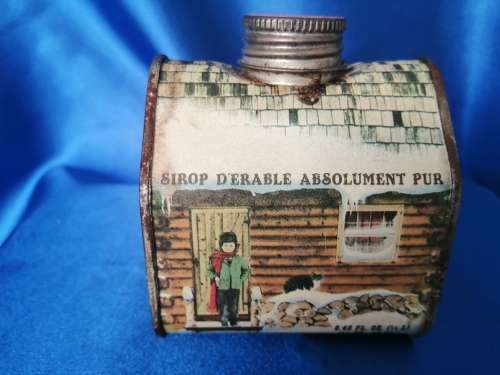 Vintage 1984 Absolutely Pure Maple Syrup Log Cabin Tin Can