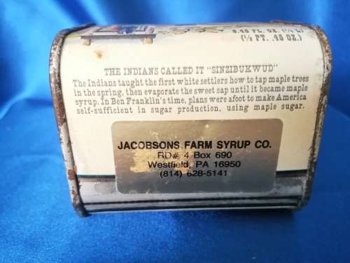 Vintage 1984 Absolutely Pure Maple Syrup Log Cabin Tin Can