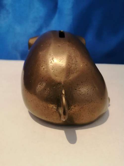 Brass Piggy Bank Pig 1970s Large Brass Rustic Farmhouse  #