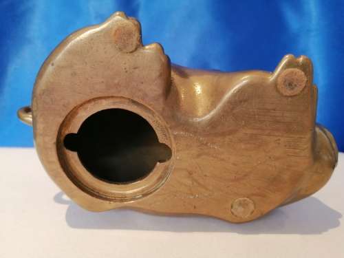 Brass Piggy Bank Pig 1970s Large Brass Rustic Farmhouse  #