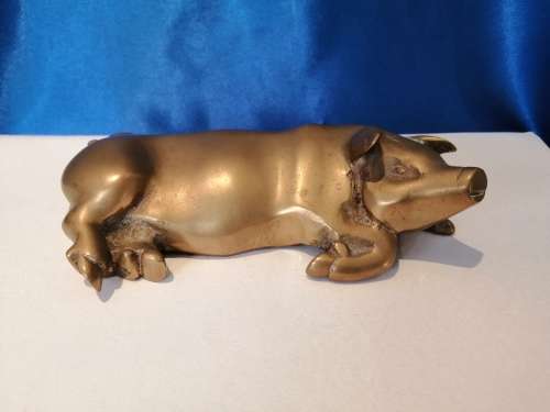 Vintage Large Brass Pig Ornament PIG Farming, Butcher, Charcuterie Interest  #