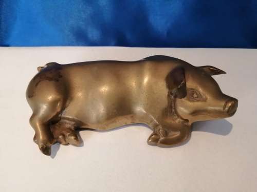 Vintage Large Brass Pig Ornament PIG Farming, Butcher, Charcuterie Interest  #