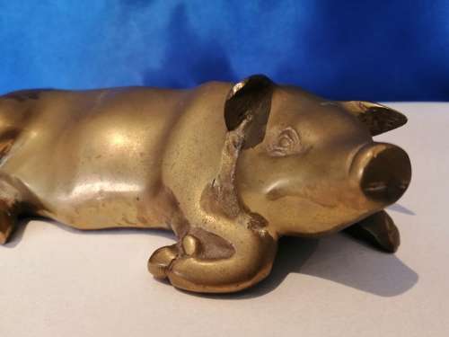 Vintage Large Brass Pig Ornament PIG Farming, Butcher, Charcuterie Interest  #