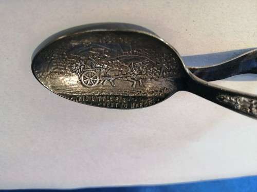 Sterling Silver Baby spoon  `This Little Piggy` Antique  #