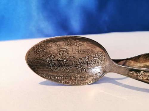 Sterling Silver Baby spoon  `This Little Piggy` Antique  #