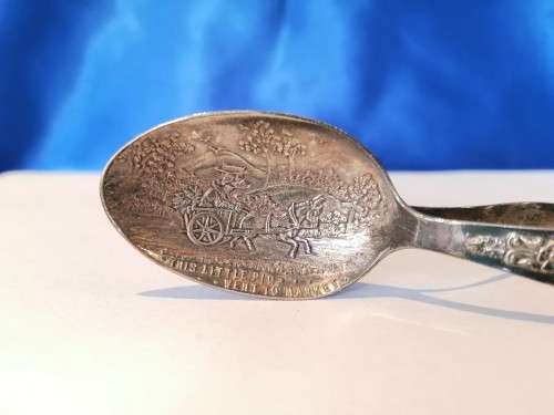 Sterling Silver Baby spoon  `This Little Piggy` Antique  #
