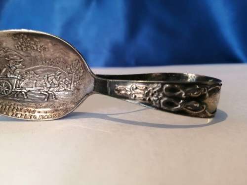 Sterling Silver Baby spoon  `This Little Piggy` Antique  #