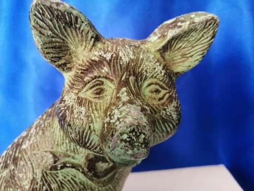Vintage Brass Sitting Pig  #