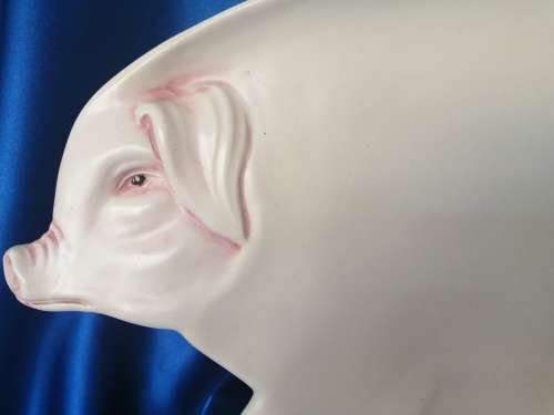 RARE Vintage Large ZETA BASSANO Italy Pottery PIG HOG Serving PLATTER TRAY Dish Plate #