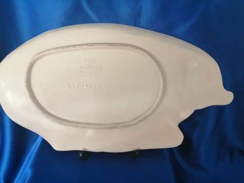RARE Vintage Large ZETA BASSANO Italy Pottery PIG HOG Serving PLATTER TRAY Dish Plate #