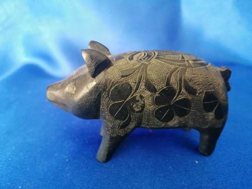 Irish Black Bog Oak Pig  #