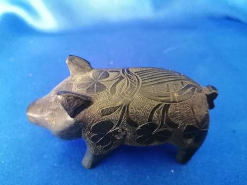 Irish Black Bog Oak Pig  #