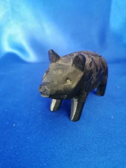 Irish Black Bog Oak Pig  #