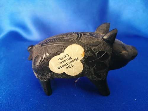 Irish Black Bog Oak Pig  #