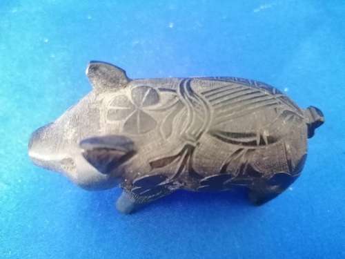 Irish Black Bog Oak Pig  #