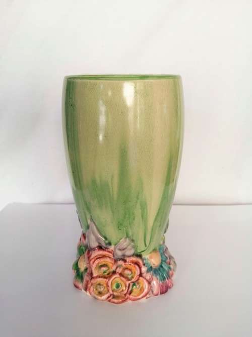 CLARICE CLIFF BIZARRE MY GARDEN PATTERN MOULDED VASE