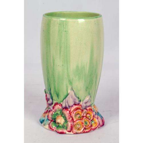 CLARICE CLIFF BIZARRE MY GARDEN PATTERN MOULDED VASE
