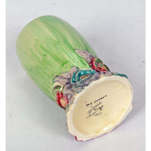 CLARICE CLIFF BIZARRE MY GARDEN PATTERN MOULDED VASE