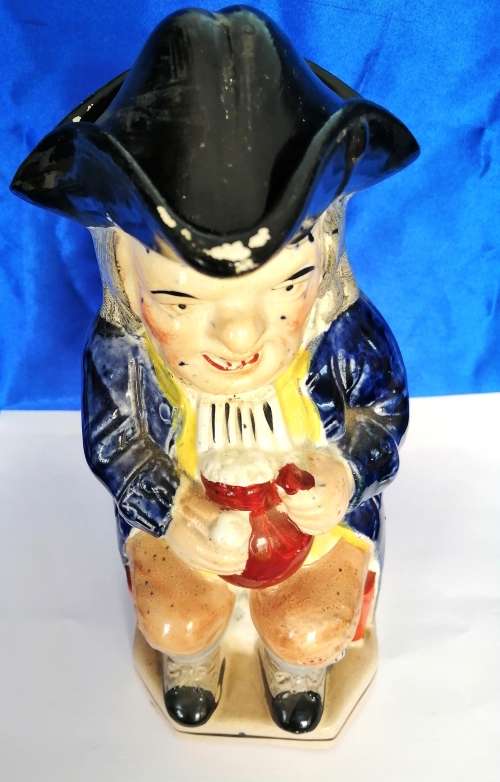 19th Century  Toby Jug with Hat Lid Hand Painted Height 25cm