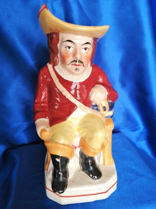 ANTIQUE RARE Staffordshire Toby Mug Jug Circa 1870 Seated Muskateer Man