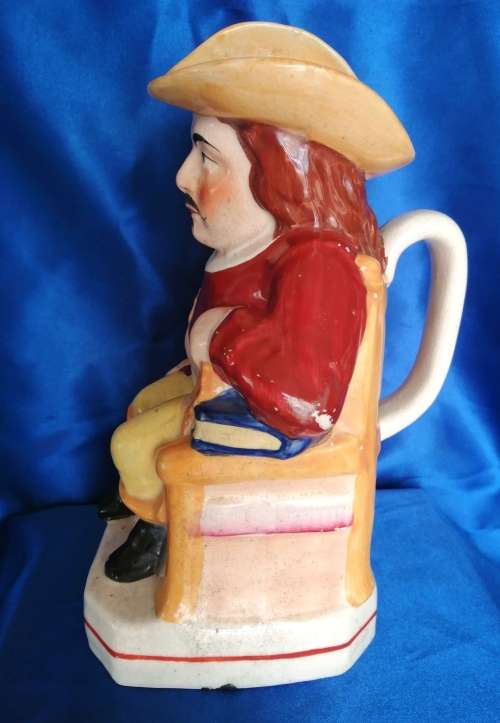 ANTIQUE RARE Staffordshire Toby Mug Jug Circa 1870 Seated Muskateer Man
