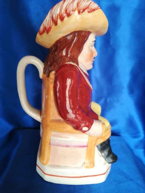 ANTIQUE RARE Staffordshire Toby Mug Jug Circa 1870 Seated Muskateer Man