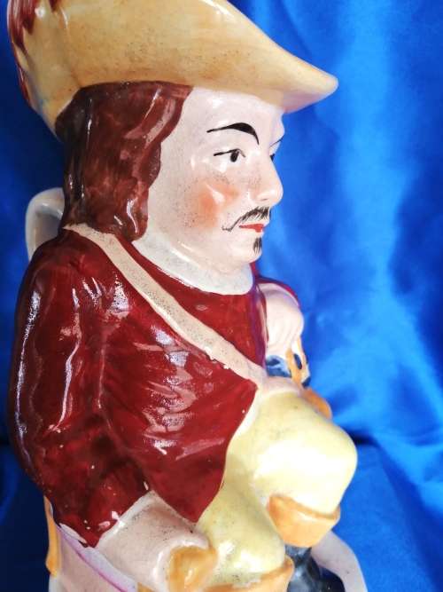 ANTIQUE RARE Staffordshire Toby Mug Jug Circa 1870 Seated Muskateer Man