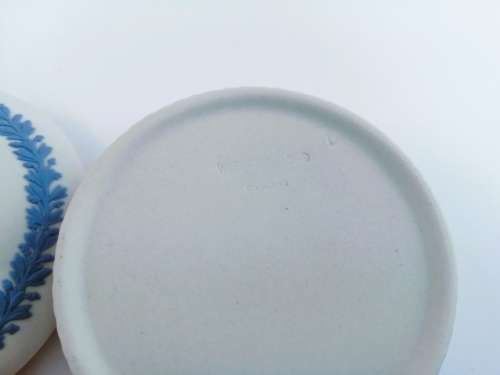 Wedgwood White Jasper with Blue Round Lidded Trinket Box