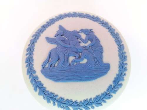 Wedgwood White Jasper with Blue Round Lidded Trinket Box