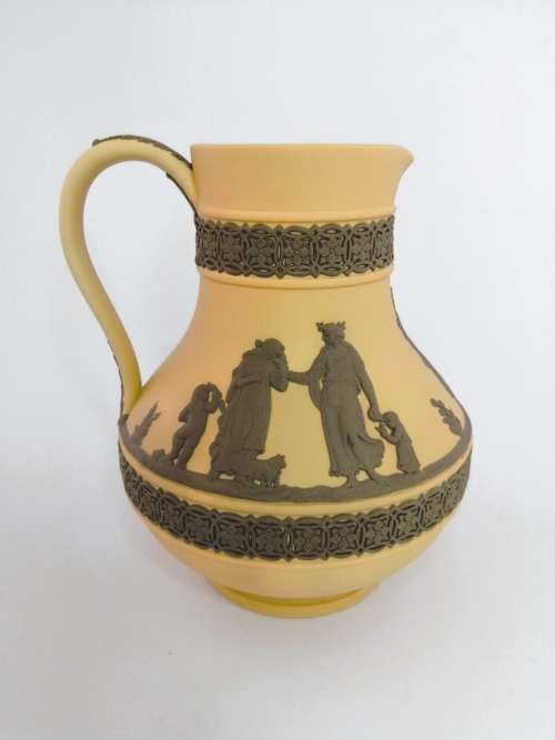 Wedgwood Rare Cane Jasper Wear with Brown Neoclassical Design Large Jug