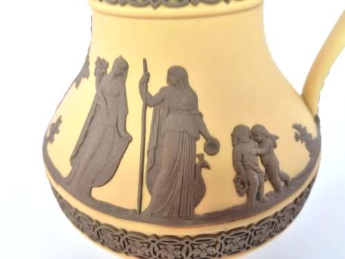 Wedgwood Rare Cane Jasper Wear with Brown Neoclassical Design Large Jug