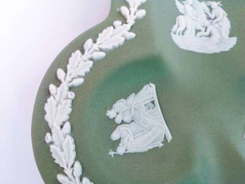 Vintage Wedgwood Jasper Sage Green Clover Dish  #