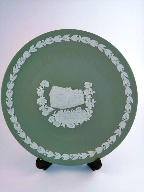 Vintage Wedgwood Jasper Green Large William Shakespeare Display Plate *