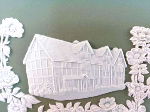Vintage Wedgwood Jasper Green Large William Shakespeare Display Plate *