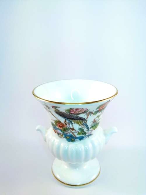 Wedgwood Kutani Crane Urn Vase, Floral Design  #