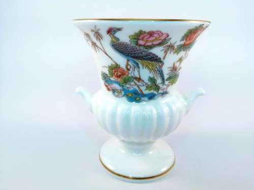 Wedgwood Kutani Crane Urn Vase, Floral Design  #