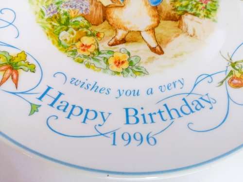 Wedgwood Happy Birthday 1996 Beatrix Potter Plate Peter Rabbit