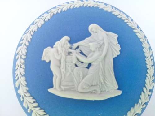 Vintage Wedgwood Jasper Blue Pot Dish with Lid  #