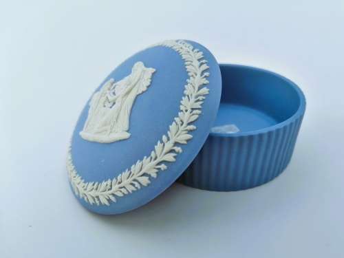 Vintage Wedgwood Jasper Blue Pot Dish with Lid  #