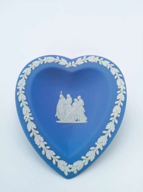 Vintage Wedgwood Jasper Blue Heart Dish  #