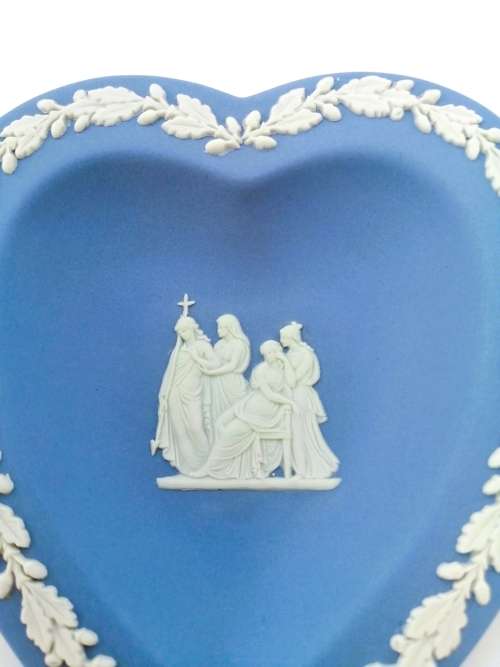 Vintage Wedgwood Jasper Blue Heart Dish  #