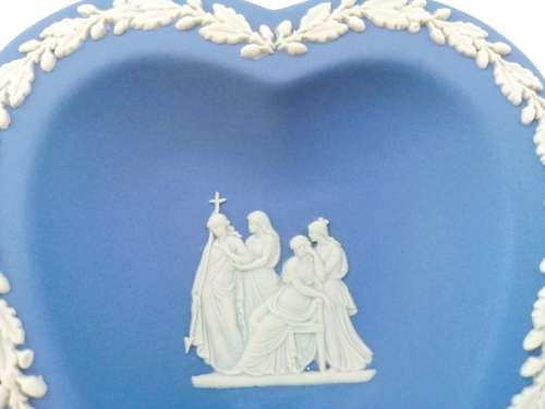 Vintage Wedgwood Jasper Blue Heart Dish  #