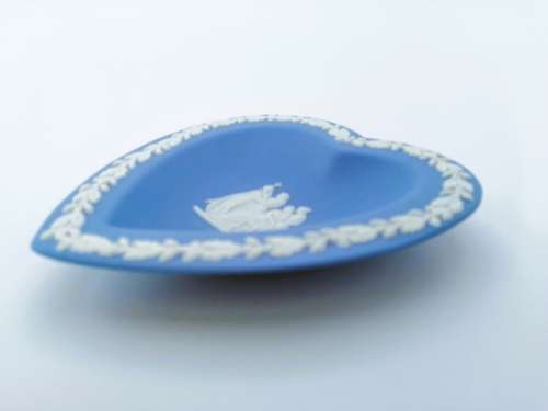 Vintage Wedgwood Jasper Blue Heart Dish  #