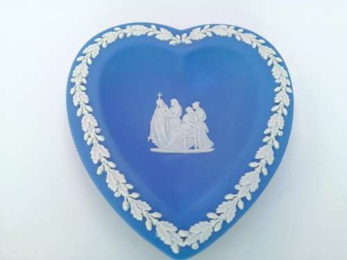 Vintage Wedgwood Jasper Blue Heart Dish  #