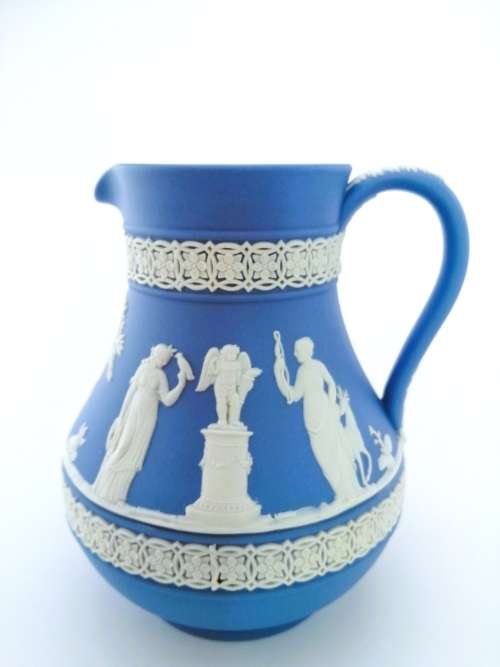 Vintage Wedgwood Jasper Large Blue Jug  #
