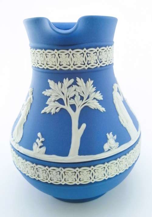 Vintage Wedgwood Jasper Large Blue Jug  #