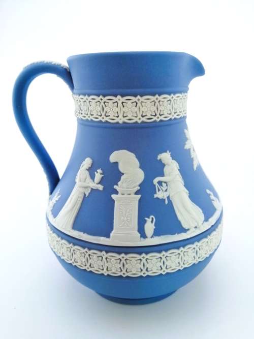 Vintage Wedgwood Jasper Large Blue Jug  #