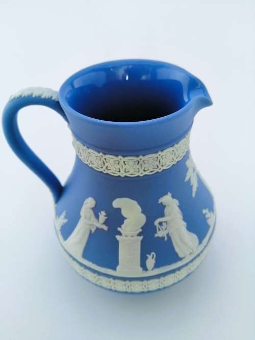 Vintage Wedgwood Jasper Large Blue Jug  #